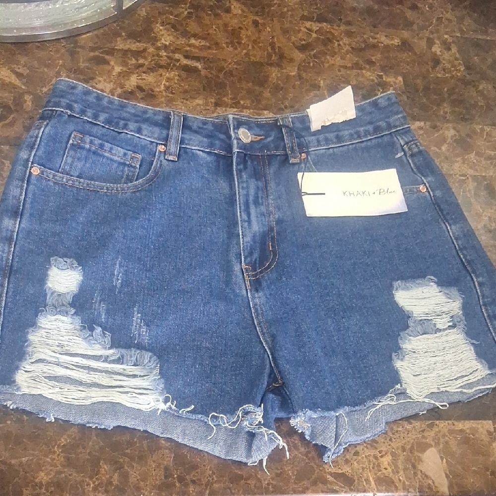 Denim Blue Distressed Women's Shorts